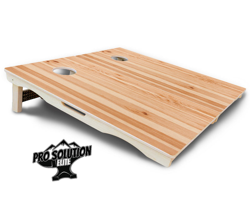 Pro Solution Elite - Pine Wood - Professional Tournament Cornhole Boards 3/4" Baltic Birch - Zero Bounce Zero Movement Vertical Interlocking Braces for Extra Weight & Stability +Double Thick Legs +Airmail Blocker