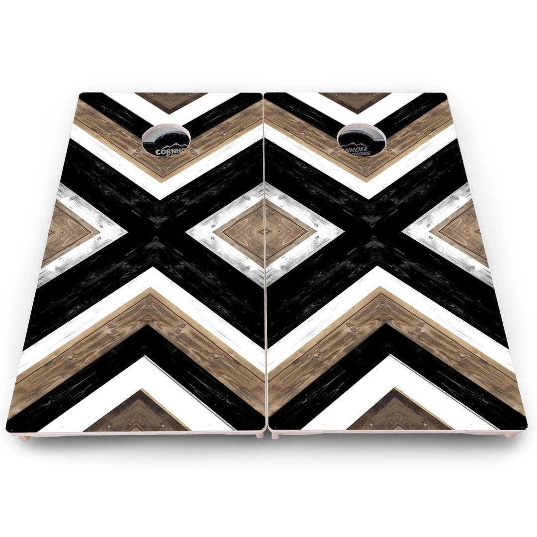 Woodgrain Stripe Cornhole Boards – Pro Lite or Pro Elite
