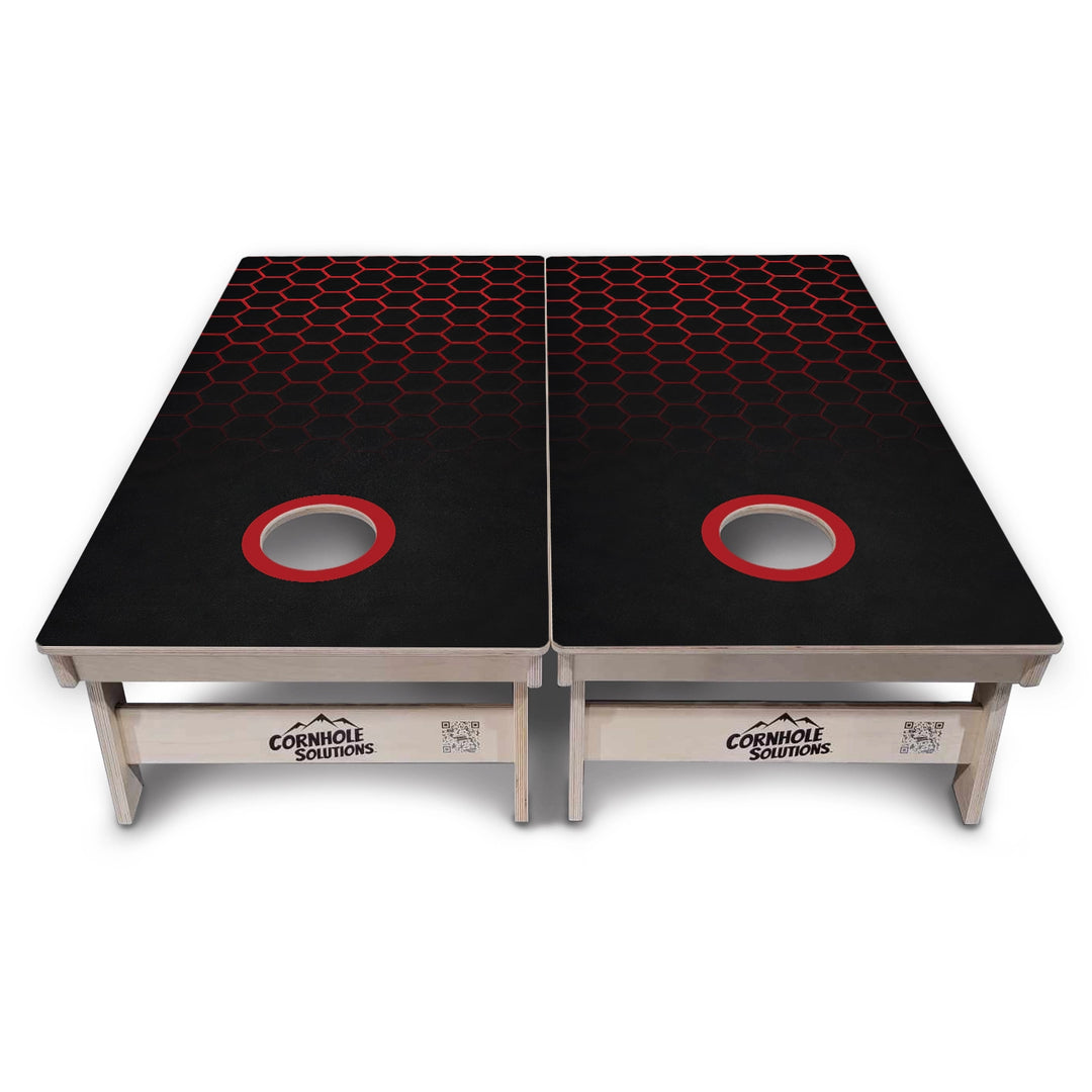 Red & Black Hex Cornhole Boards – Tournament Series