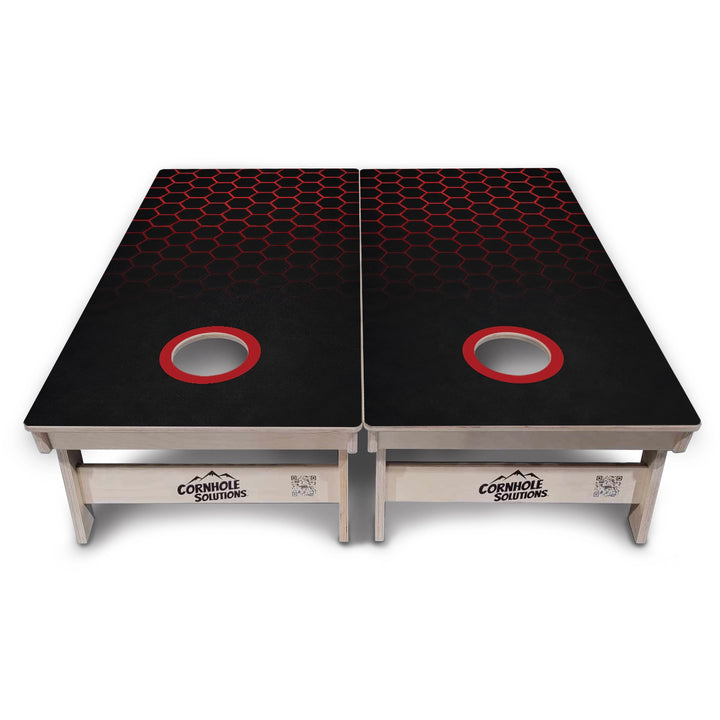 Red & Black Hex Cornhole Boards – Tournament Series