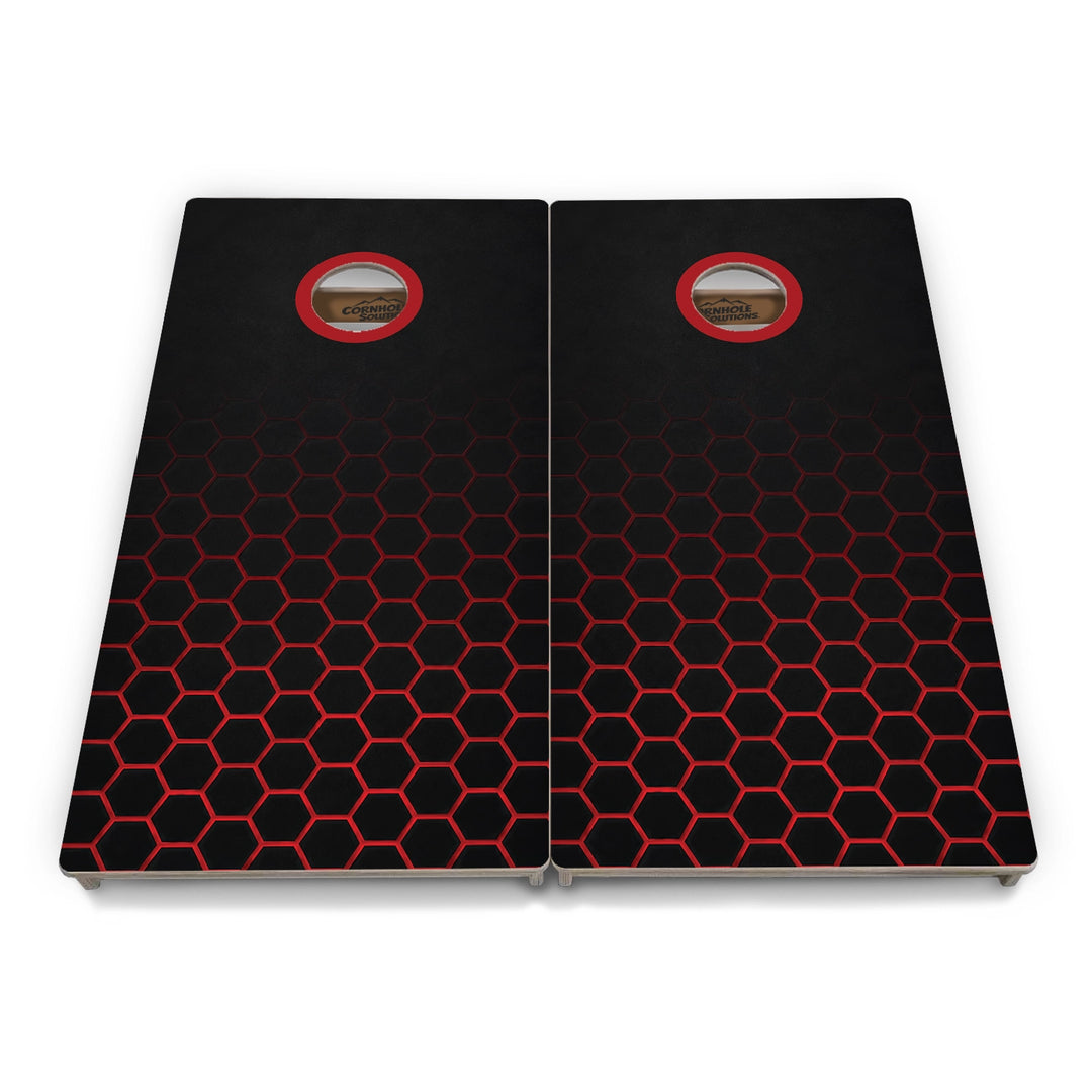 Red & Black Hex Cornhole Boards – Tournament Series