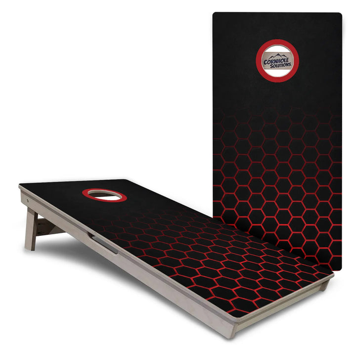 Red & Black Hex Cornhole Boards – Tournament Series