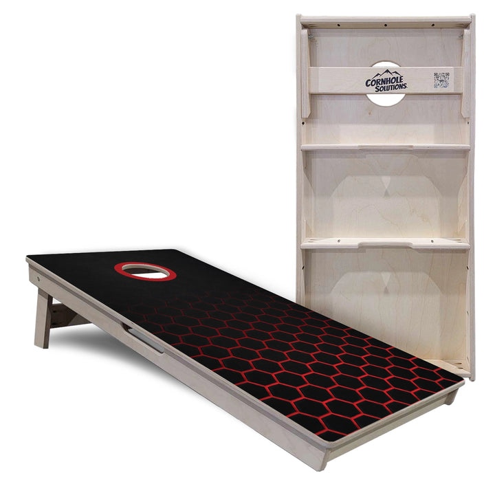 Red & Black Hex Cornhole Boards – Tournament Series