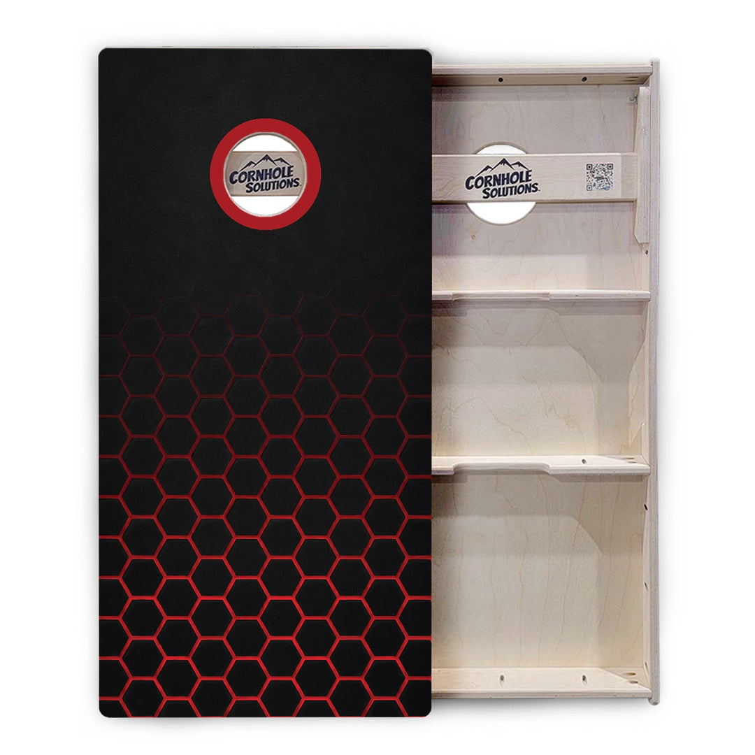 Red & Black Hex Cornhole Boards – Tournament Series