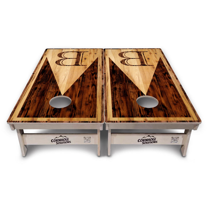 Two-Tone Woodgrain Letter Cornhole Boards – Tournament Series