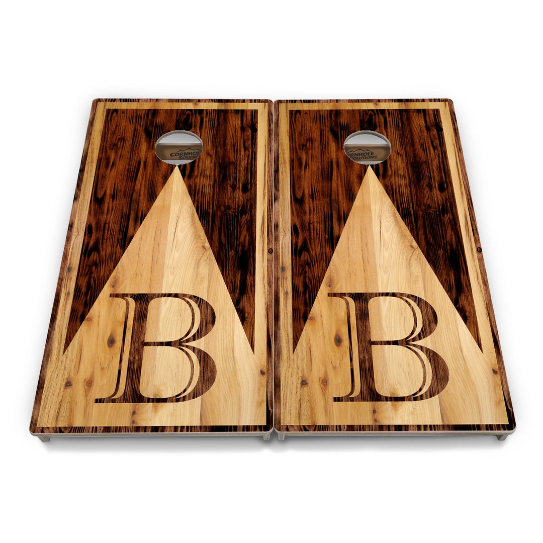 Two-Tone Woodgrain Letter Cornhole Boards – Tournament Series