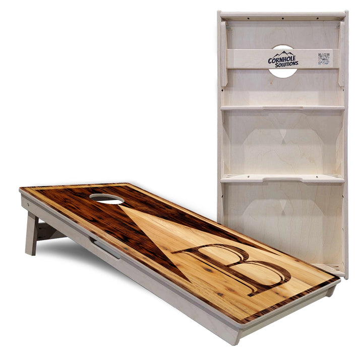 Two-Tone Woodgrain Letter Cornhole Boards – Tournament Series