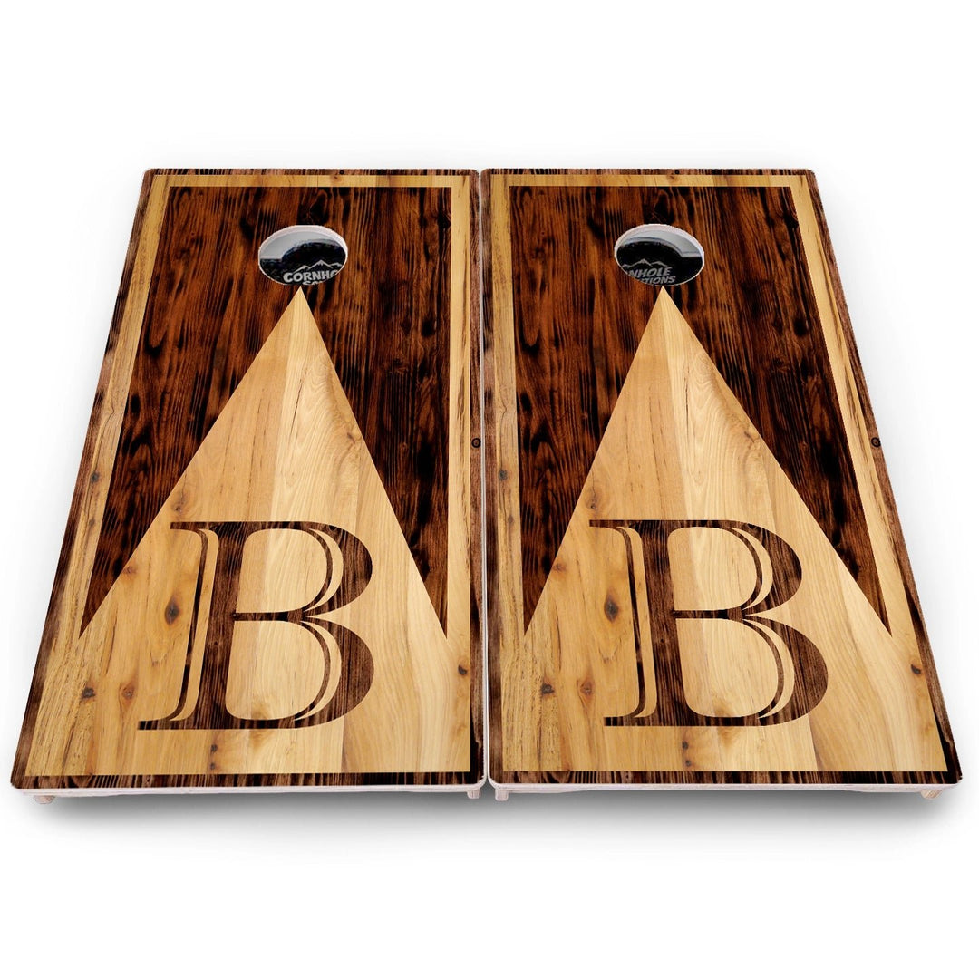 Two-Tone Woodgrain Letter - Cornhole Boards – Pro Lite or Pro Elite