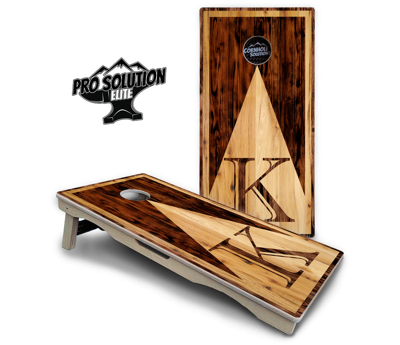 Pro Solution Elite - Wood Letter Design - Professional Tournament Cornhole Boards 3/4" Baltic Birch - Zero Bounce Zero Movement Vertical Interlocking Braces for Extra Weight & Stability +Double Thick Legs +Airmail Blocker