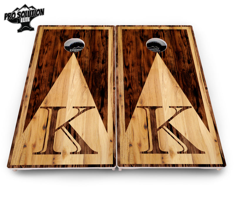 Pro Solution Elite - Wood Letter Design - Professional Tournament Cornhole Boards 3/4" Baltic Birch - Zero Bounce Zero Movement Vertical Interlocking Braces for Extra Weight & Stability +Double Thick Legs +Airmail Blocker