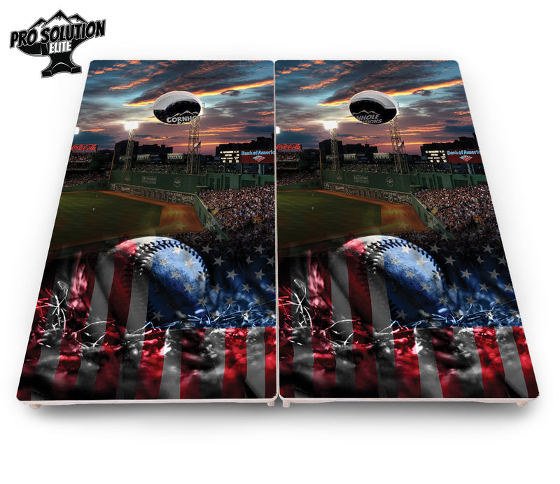 Pro Solution Elite - Baseball Field Design - Professional Tournament Cornhole Boards 3/4" Baltic Birch - Zero Bounce Zero Movement Vertical Interlocking Braces for Extra Weight & Stability +Double Thick Legs +Airmail Blocker