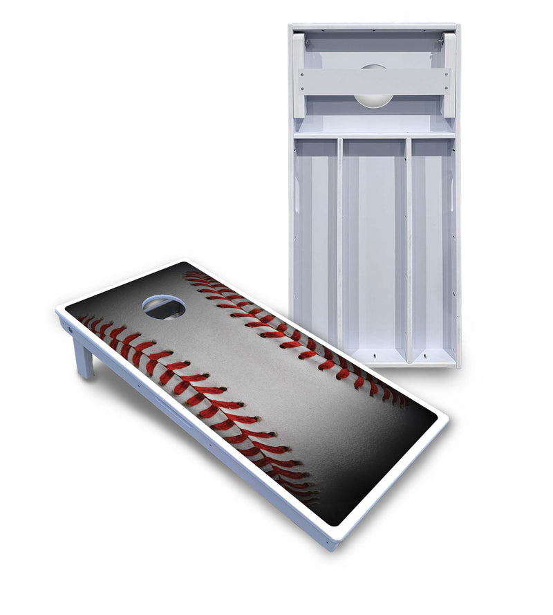 Waterproof - Baseball Design - All Weather Boards "Outdoor Solution" 18mm(3/4")Direct UV Printed - Regulation 2' by 4' Cornhole Boards (Set of 2 Boards) Double Thick Legs, with Leg Brace & Dual Support Braces!