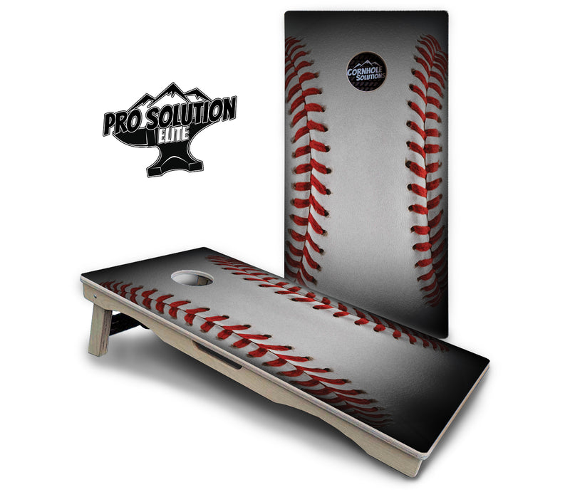 Pro Solution Elite - Baseball Design - Professional Tournament Cornhole Boards 3/4" Baltic Birch - Zero Bounce Zero Movement Vertical Interlocking Braces for Extra Weight & Stability +Double Thick Legs +Airmail Blocker