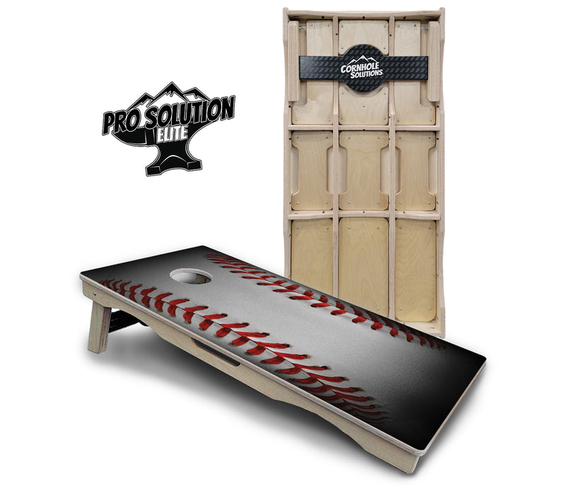 Pro Solution Elite - Baseball Design - Professional Tournament Cornhole Boards 3/4" Baltic Birch - Zero Bounce Zero Movement Vertical Interlocking Braces for Extra Weight & Stability +Double Thick Legs +Airmail Blocker