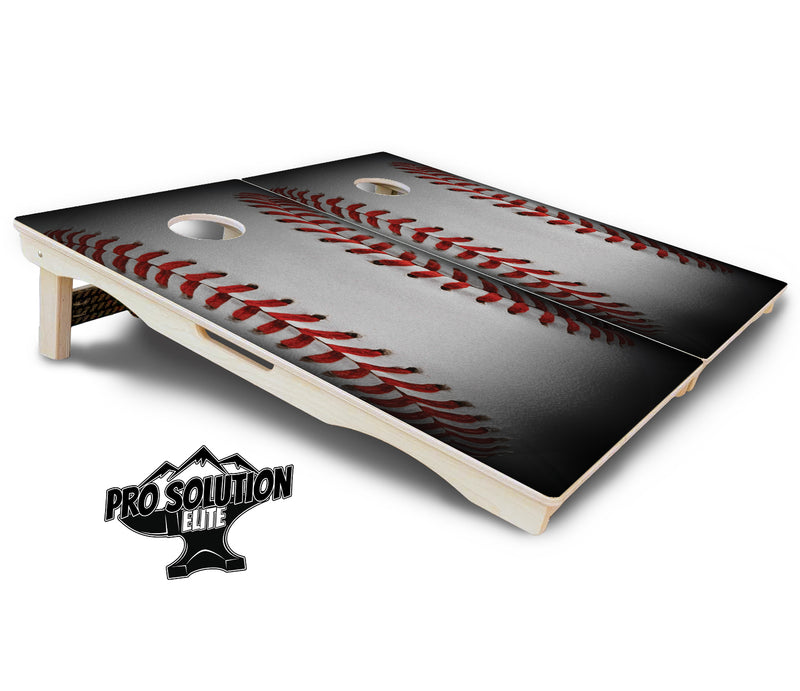 Pro Solution Elite - Baseball Design - Professional Tournament Cornhole Boards 3/4" Baltic Birch - Zero Bounce Zero Movement Vertical Interlocking Braces for Extra Weight & Stability +Double Thick Legs +Airmail Blocker