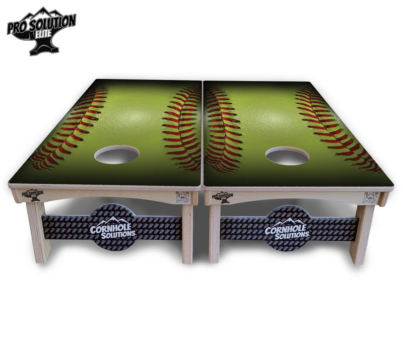 Pro Solution Elite - Softball Design - Professional Tournament Cornhole Boards 3/4" Baltic Birch - Zero Bounce Zero Movement Vertical Interlocking Braces for Extra Weight & Stability +Double Thick Legs +Airmail Blocker