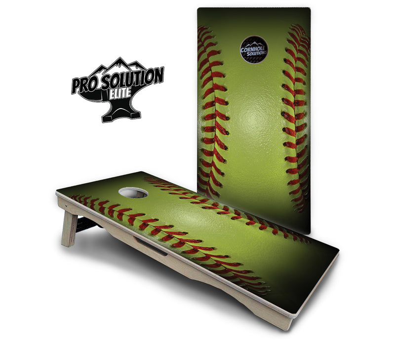 Pro Solution Elite - Softball Design - Professional Tournament Cornhole Boards 3/4" Baltic Birch - Zero Bounce Zero Movement Vertical Interlocking Braces for Extra Weight & Stability +Double Thick Legs +Airmail Blocker