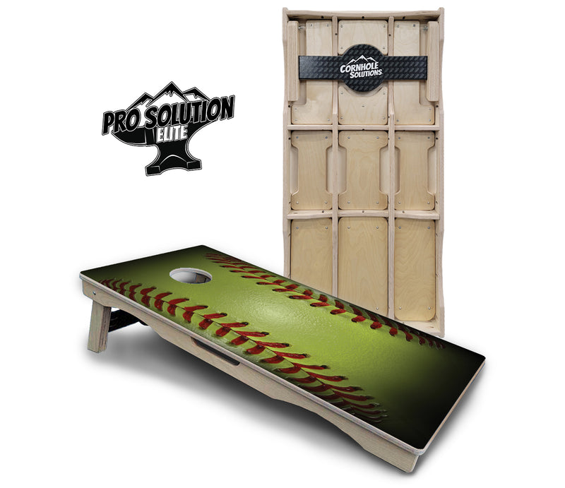 Pro Solution Elite - Softball Design - Professional Tournament Cornhole Boards 3/4" Baltic Birch - Zero Bounce Zero Movement Vertical Interlocking Braces for Extra Weight & Stability +Double Thick Legs +Airmail Blocker