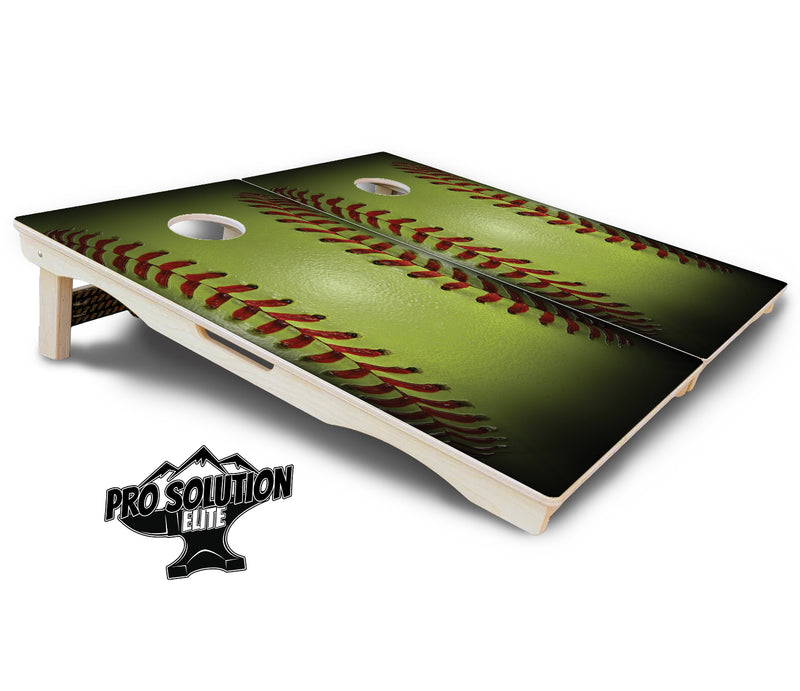 Pro Solution Elite - Softball Design - Professional Tournament Cornhole Boards 3/4" Baltic Birch - Zero Bounce Zero Movement Vertical Interlocking Braces for Extra Weight & Stability +Double Thick Legs +Airmail Blocker