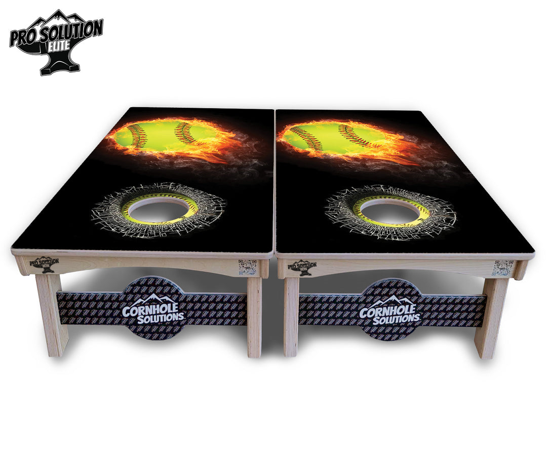 Fire Softball Cornhole Boards - Pro Solution Elite Series