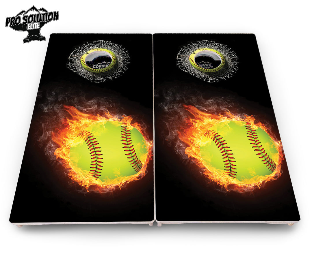 Fire Softball Cornhole Boards - Pro Solution Elite Series