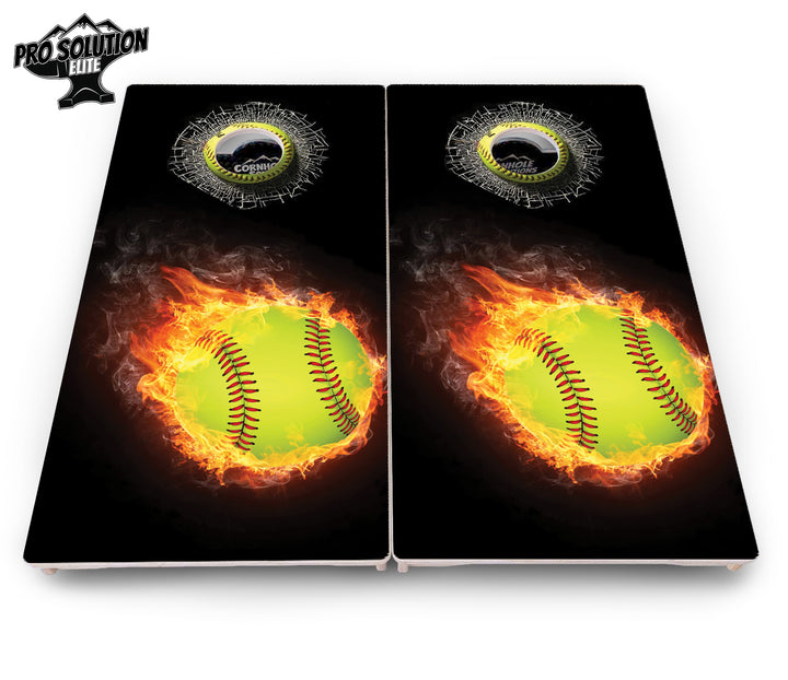 Fire Softball Cornhole Boards - Pro Solution Elite Series