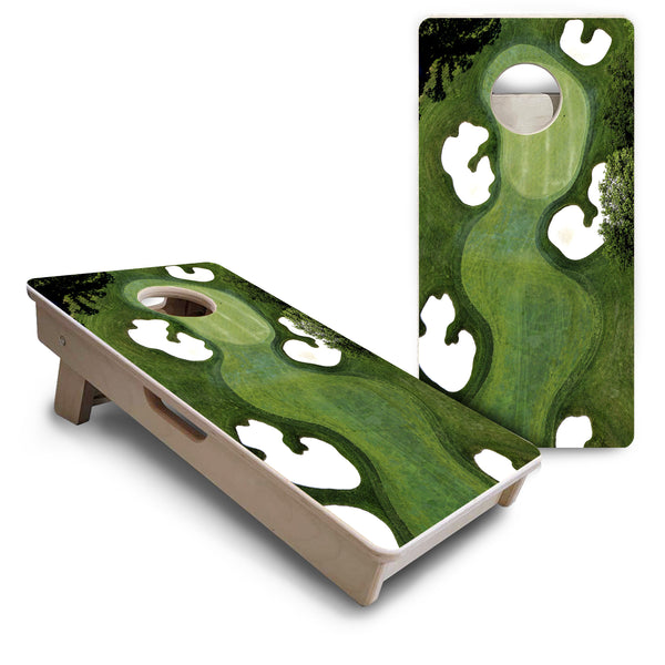 Mini Cornhole 12"x24" Boards - 4" holes - Golf Course - 3/4″ Baltic Birch