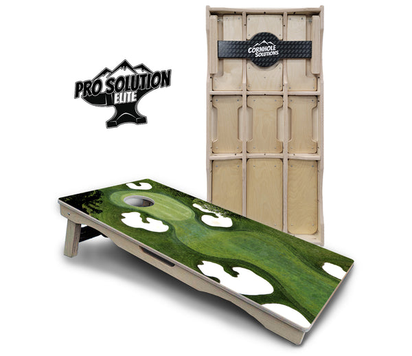 Pro Solution Elite - Golf Course - Professional Tournament Cornhole Boards 3/4" Baltic Birch - Zero Bounce Zero Movement Vertical Interlocking Braces for Extra Weight & Stability +Double Thick Legs +Airmail Blocker