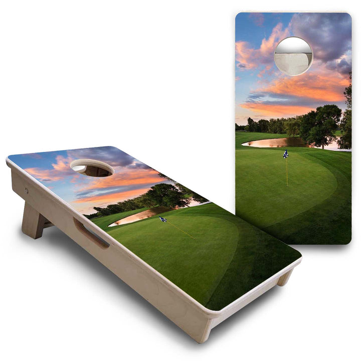 Mini Cornhole Boards - Golf Course Sunset