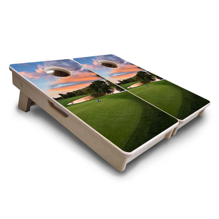 Mini Cornhole Boards - Golf Course Sunset