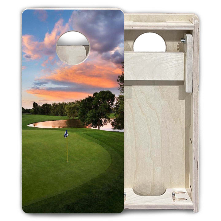 Mini Cornhole Boards - Golf Course Sunset