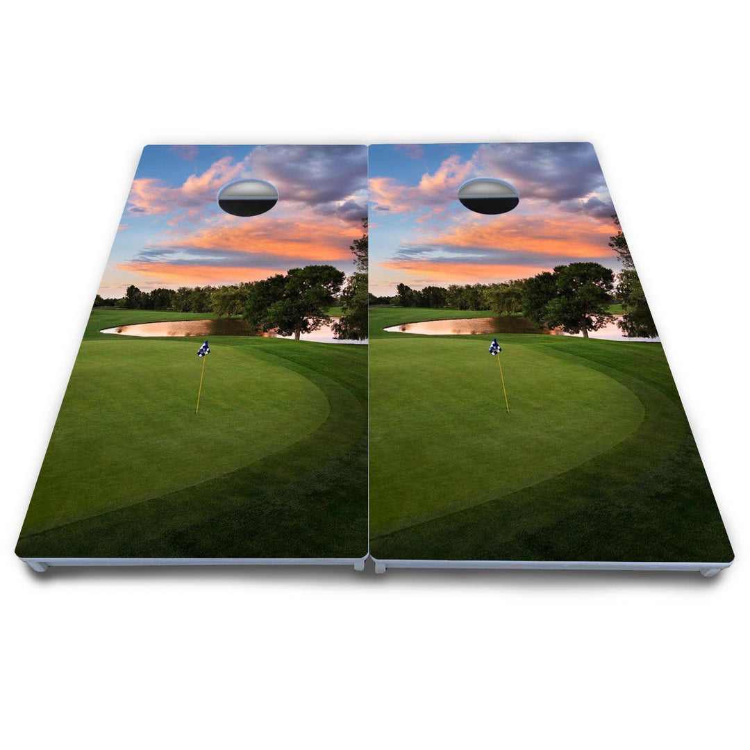Golf Course Sunset Cornhole Boards - All Weather Series