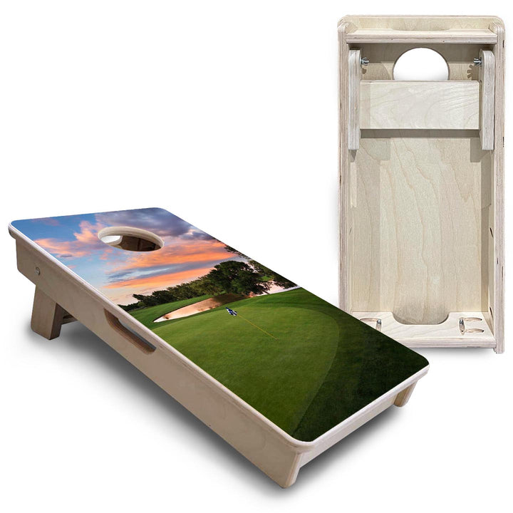 Golf Flagstick Sunset - Mini or Vacation Size Cornhole Boards