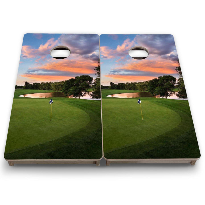 Golf Flagstick Sunset - Mini or Vacation Size Cornhole Boards