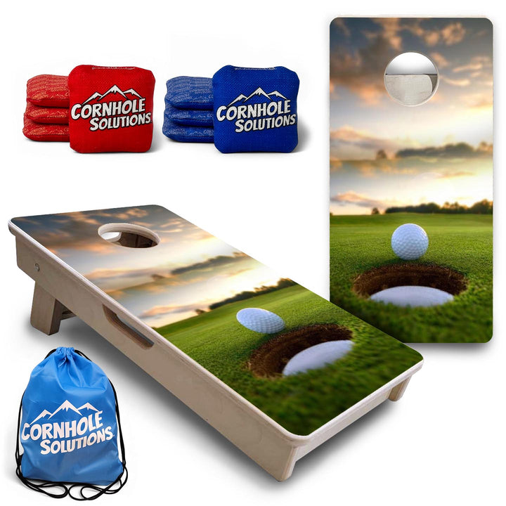 Golf Cup Sunset - Mini or Vacation Size Cornhole Boards