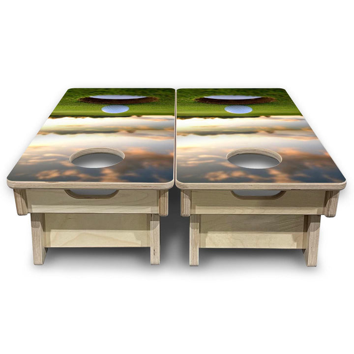 Golf Cup Sunset - Mini or Vacation Size Cornhole Boards