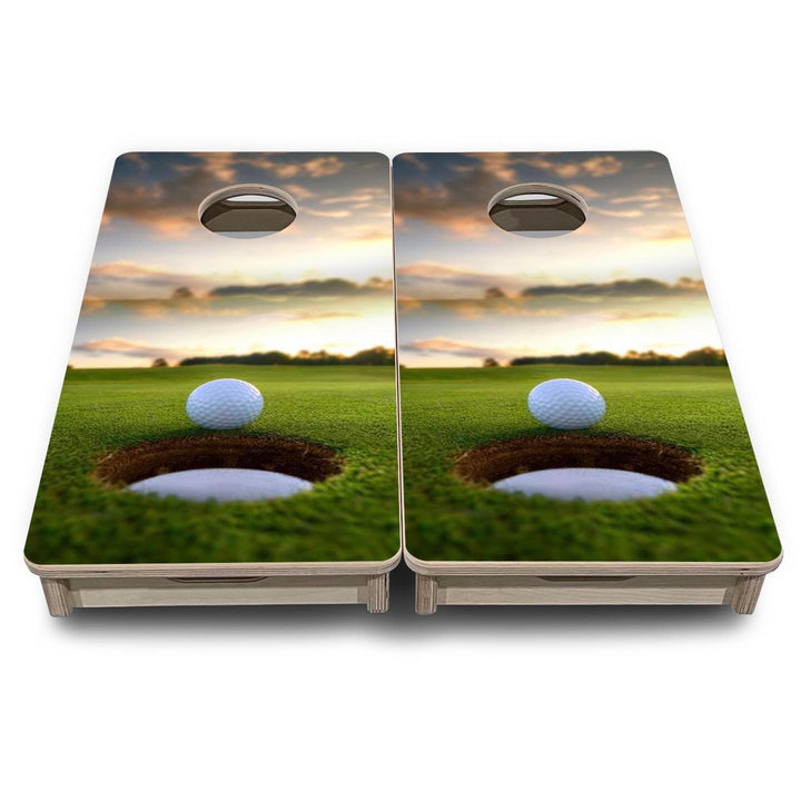 Golf Cup Sunset - Mini or Vacation Size Cornhole Boards