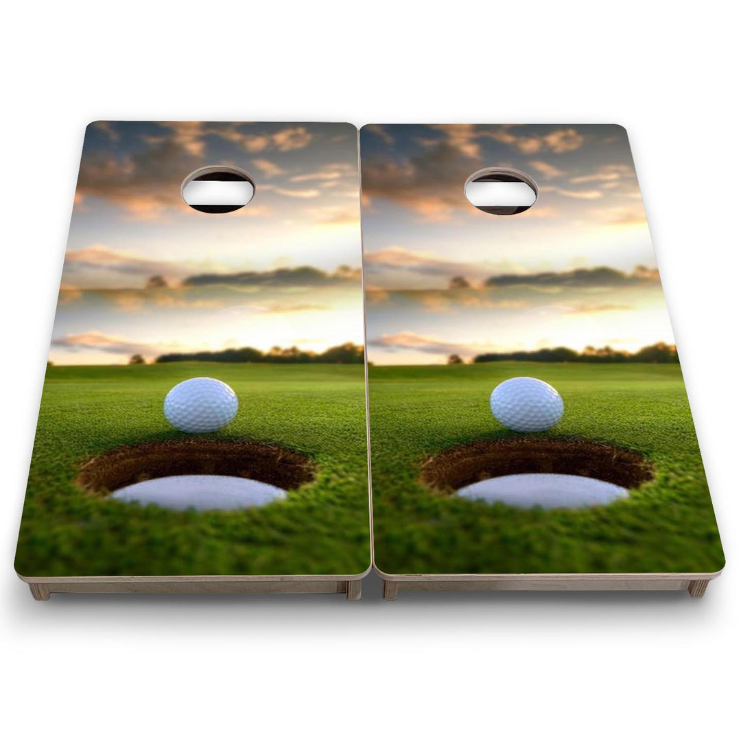 Golf Cup Sunset - Mini or Vacation Size Cornhole Boards