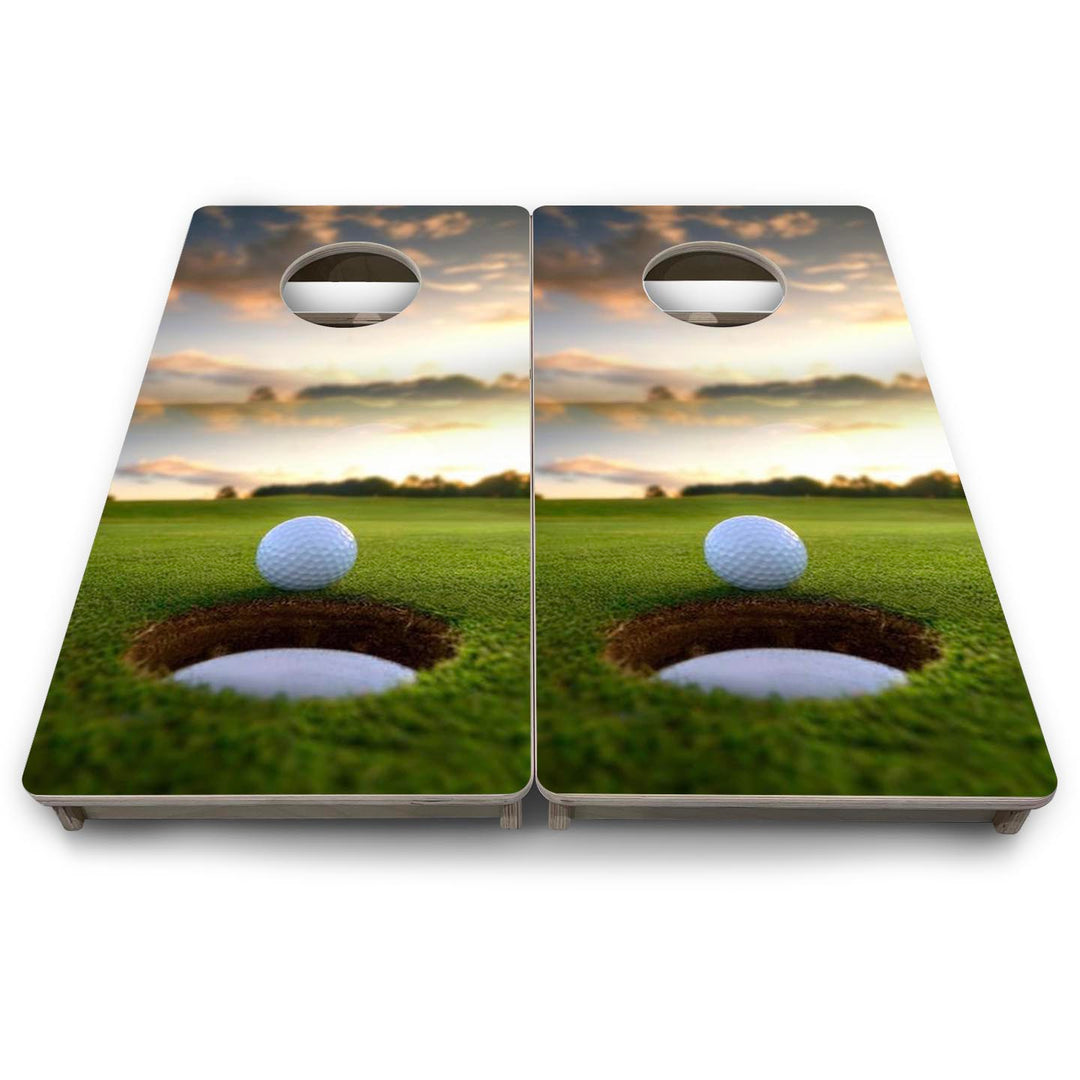 Golf Cup Sunset - Mini or Vacation Size Cornhole Boards