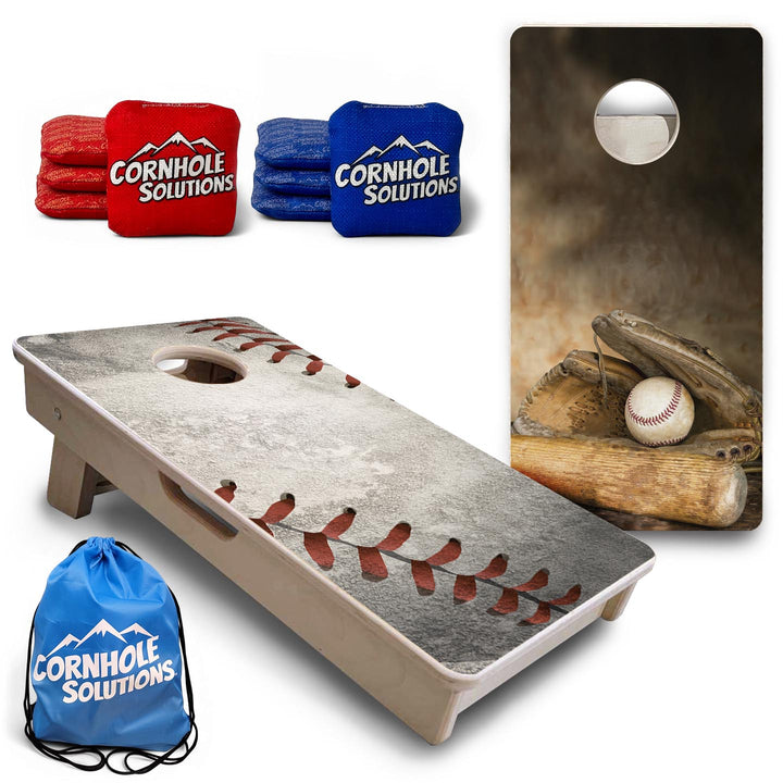 Worn Baseball & Glove - Mini or Vacation Size Cornhole Boards