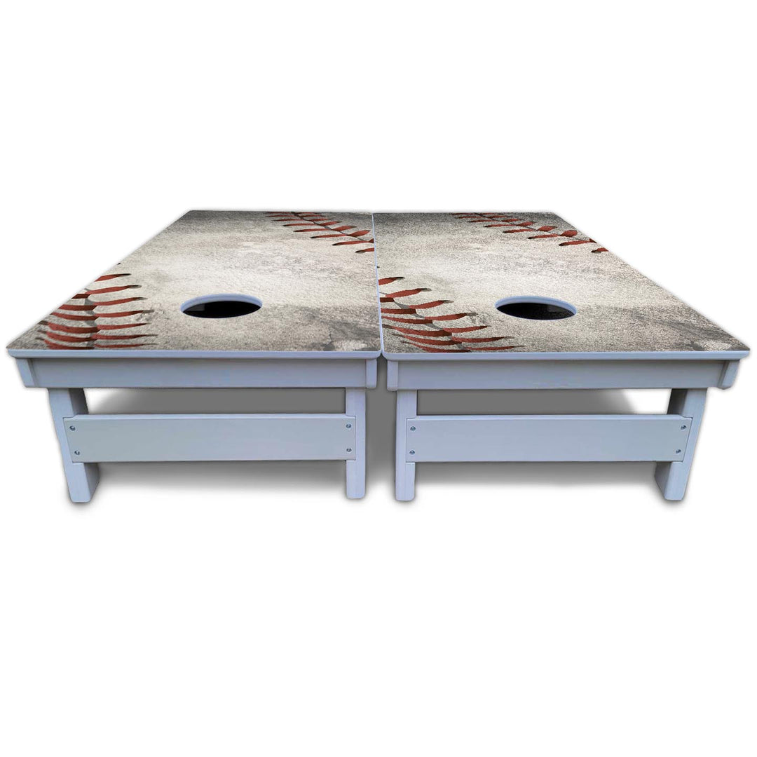 Worn Baseball & Glove Design Cornhole Boards - All Weather Series