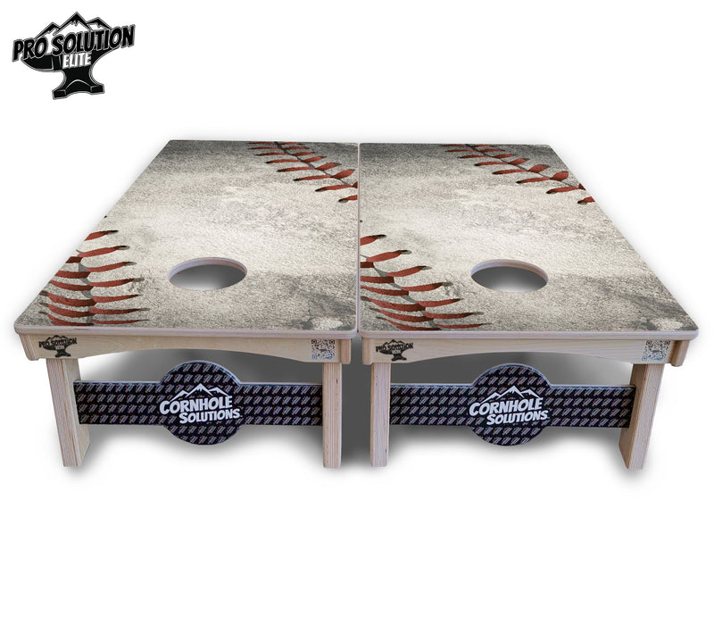 Pro Solution Elite - Worn Baseball & Glove Design Options - Professional Tournament Cornhole Boards 3/4" Baltic Birch - Zero Bounce Zero Movement Vertical Interlocking Braces for Extra Weight & Stability +Double Thick Legs +Airmail Blocker