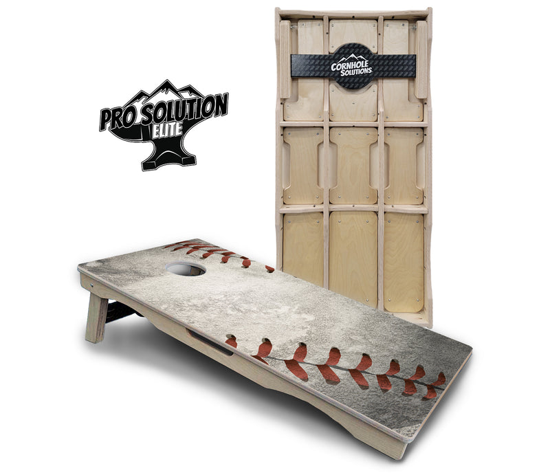 Pro Solution Elite - Worn Baseball & Glove Design Options - Professional Tournament Cornhole Boards 3/4" Baltic Birch - Zero Bounce Zero Movement Vertical Interlocking Braces for Extra Weight & Stability +Double Thick Legs +Airmail Blocker