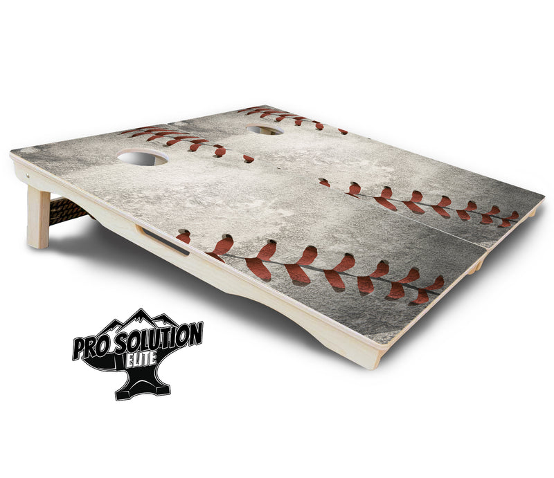 Pro Solution Elite - Worn Baseball & Glove Design Options - Professional Tournament Cornhole Boards 3/4" Baltic Birch - Zero Bounce Zero Movement Vertical Interlocking Braces for Extra Weight & Stability +Double Thick Legs +Airmail Blocker