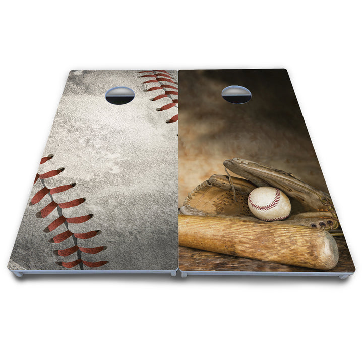 Worn Baseball & Glove Design Cornhole Boards - All Weather Series