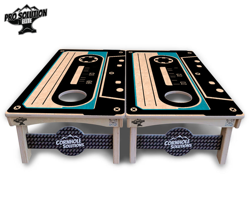 Pro Solution Elite - Cassette Tape - Professional Tournament Cornhole Boards 3/4" Baltic Birch - Zero Bounce Zero Movement Vertical Interlocking Braces for Extra Weight & Stability +Double Thick Legs +Airmail Blocker