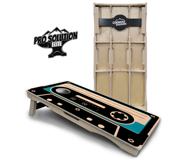 Pro Solution Elite - Cassette Tape - Professional Tournament Cornhole Boards 3/4" Baltic Birch - Zero Bounce Zero Movement Vertical Interlocking Braces for Extra Weight & Stability +Double Thick Legs +Airmail Blocker