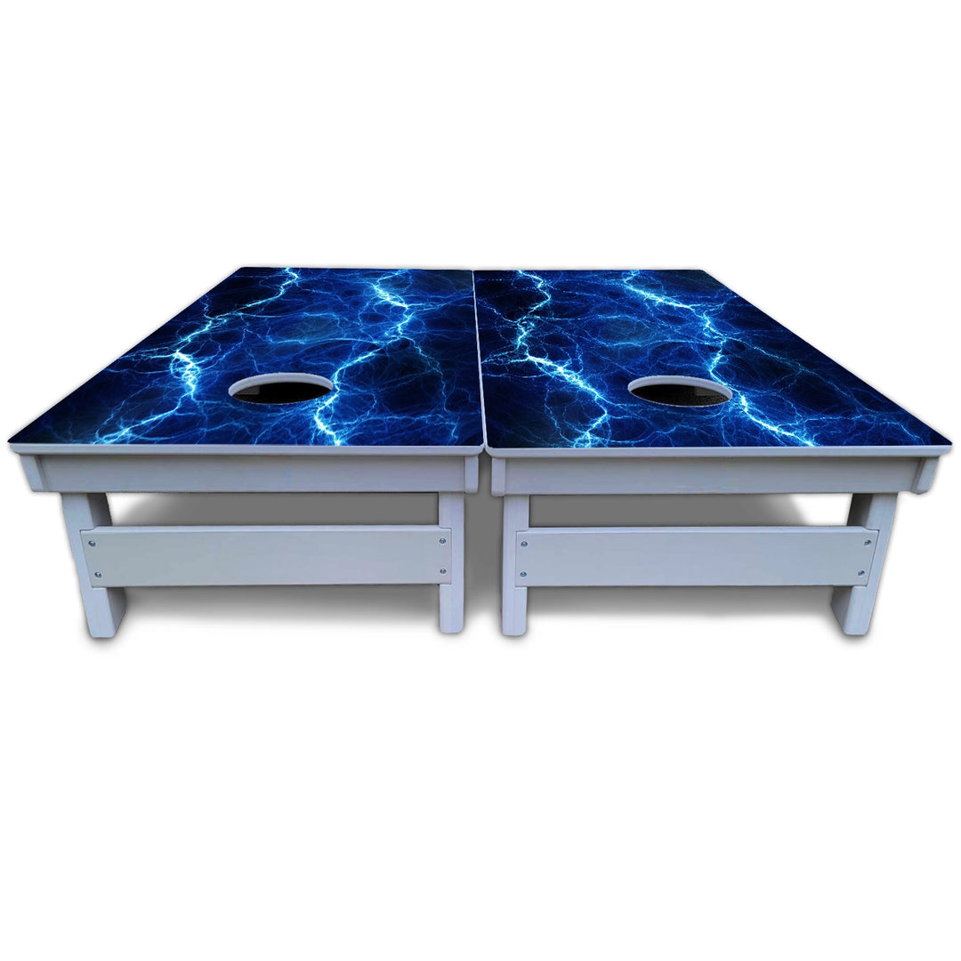Blue & Green Lightning Cornhole Boards - All Weather Series