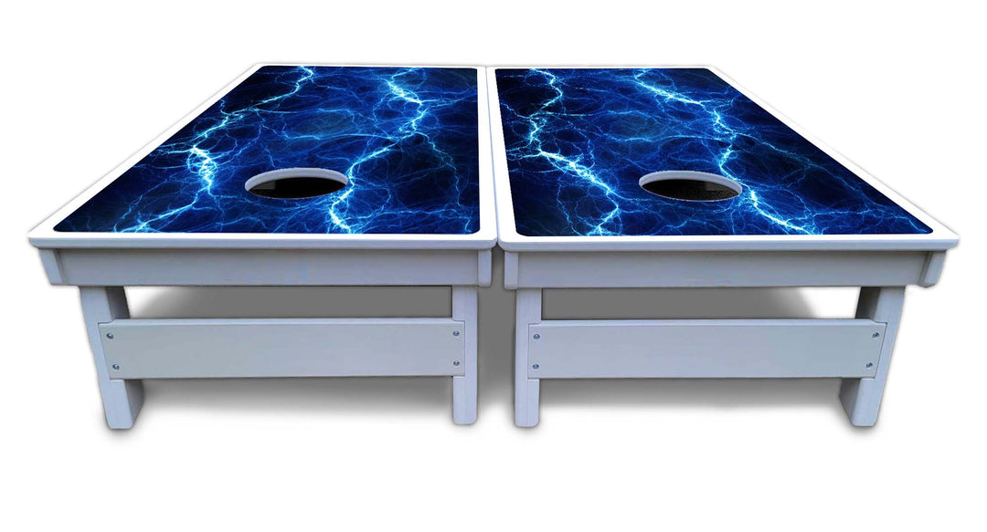 Blue & Green Lightning Cornhole Boards - All Weather Series