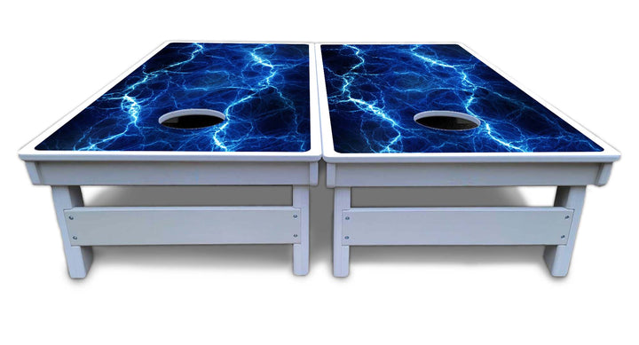 Blue & Green Lightning Cornhole Boards - All Weather Series